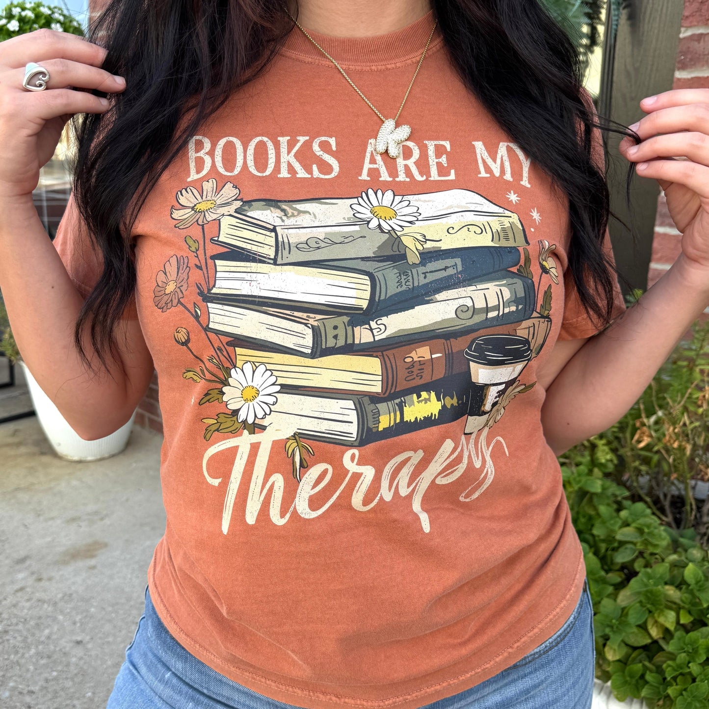 FestiviTees Women - Apparel - Shirts - T-Shirts Books Are My Therapy Graphic Tee
