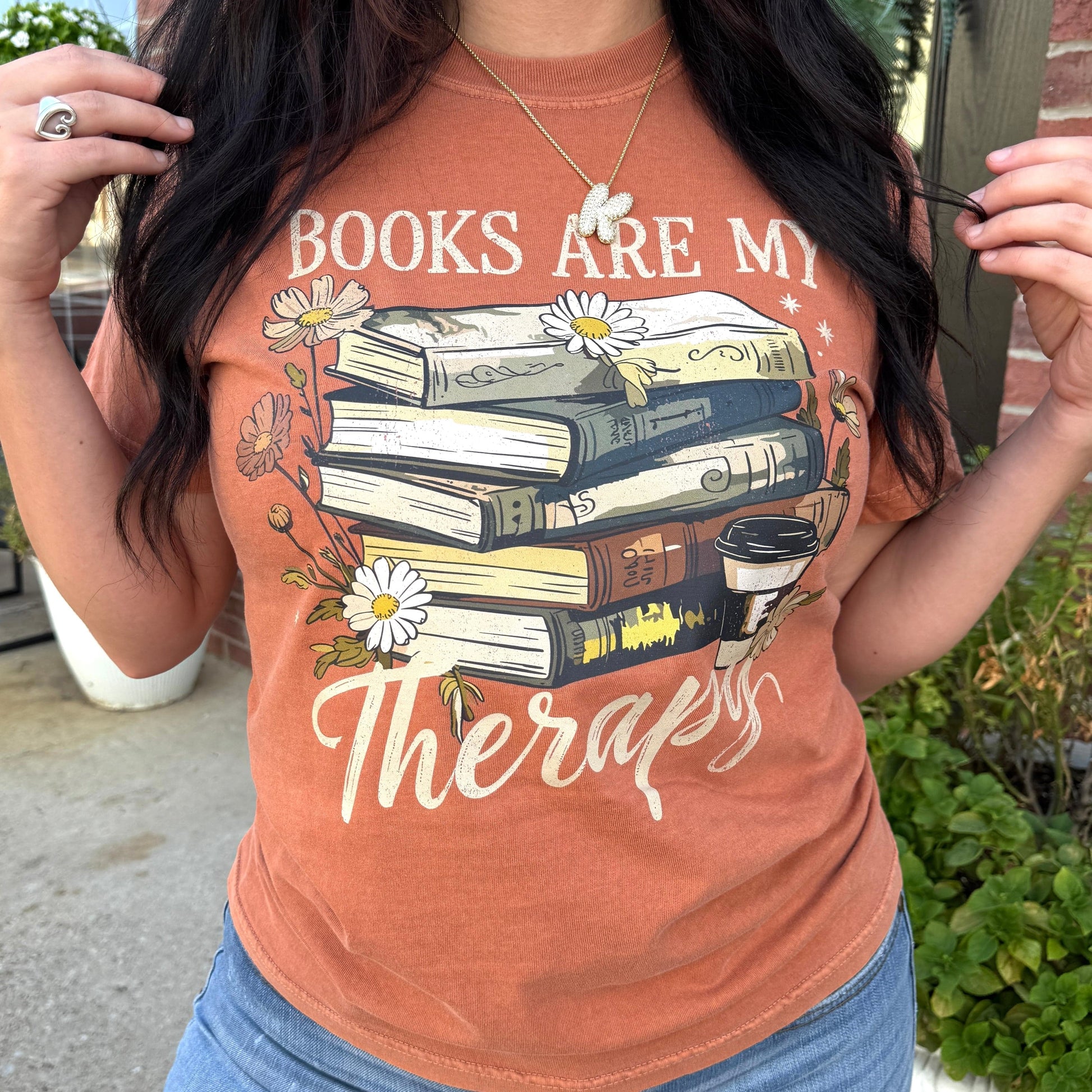 FestiviTees Women - Apparel - Shirts - T-Shirts Books Are My Therapy Graphic Tee