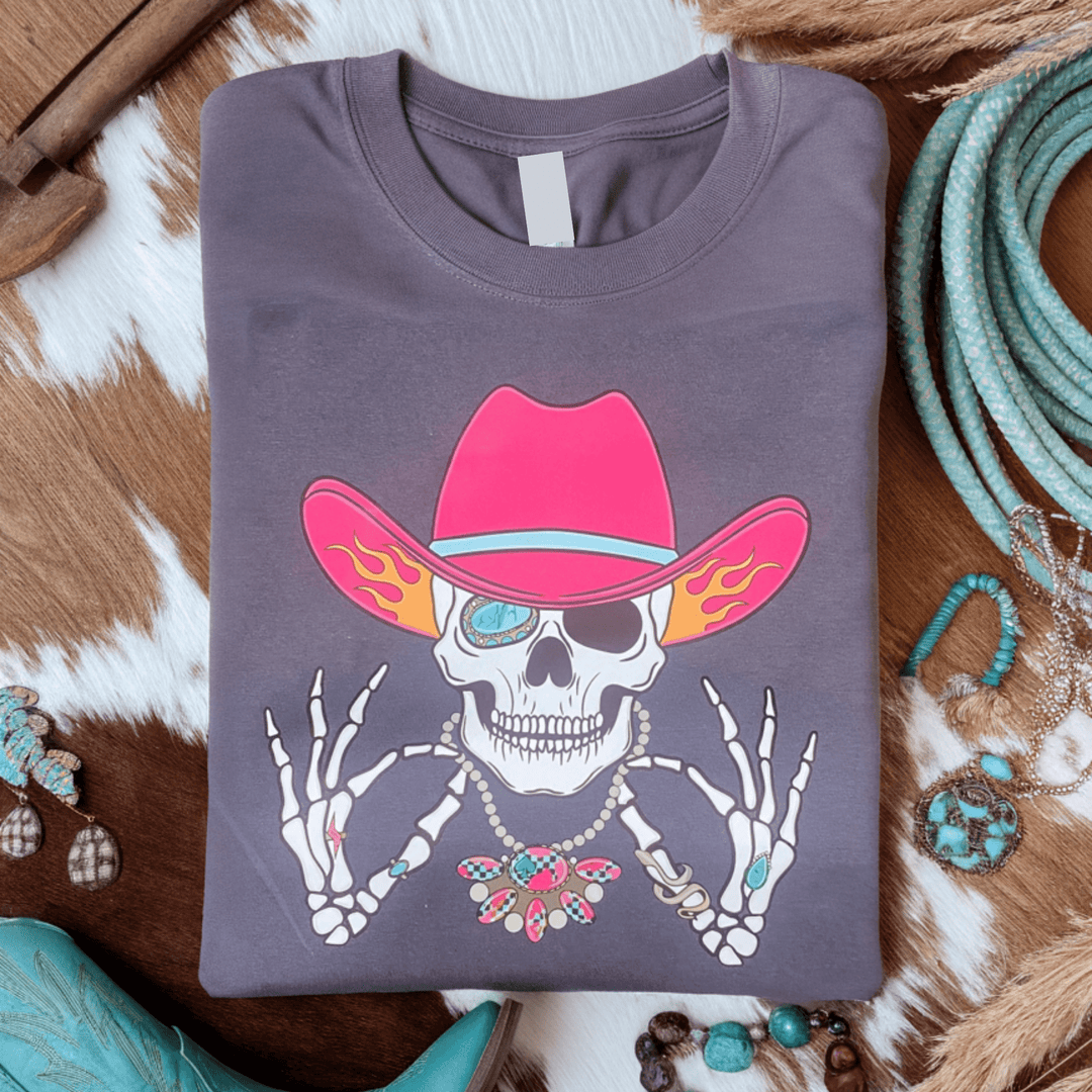 FestiviTees Women - Apparel - Shirts - T-Shirts Boujee Skeleton Cowboy Graphic Tee