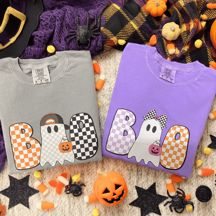 FestiviTees Women - Apparel - Shirts - T-Shirts XS / UNISEX / 1717 Granite Boy &amp; Girl BOO Ghost Graphic Tee