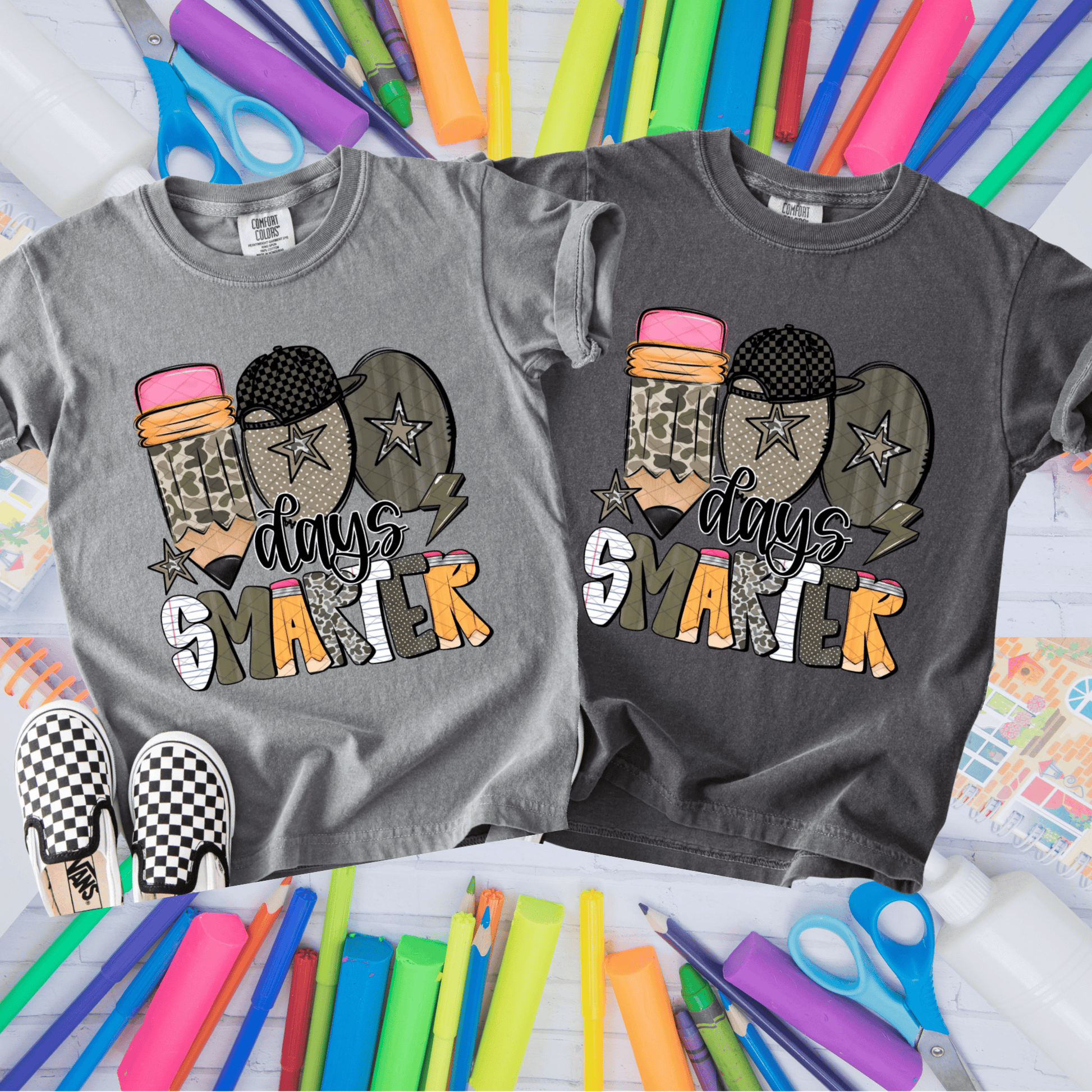 FestiviTees Women - Apparel - Shirts - T-Shirts Camo 100 Days Smarter Graphic Tee