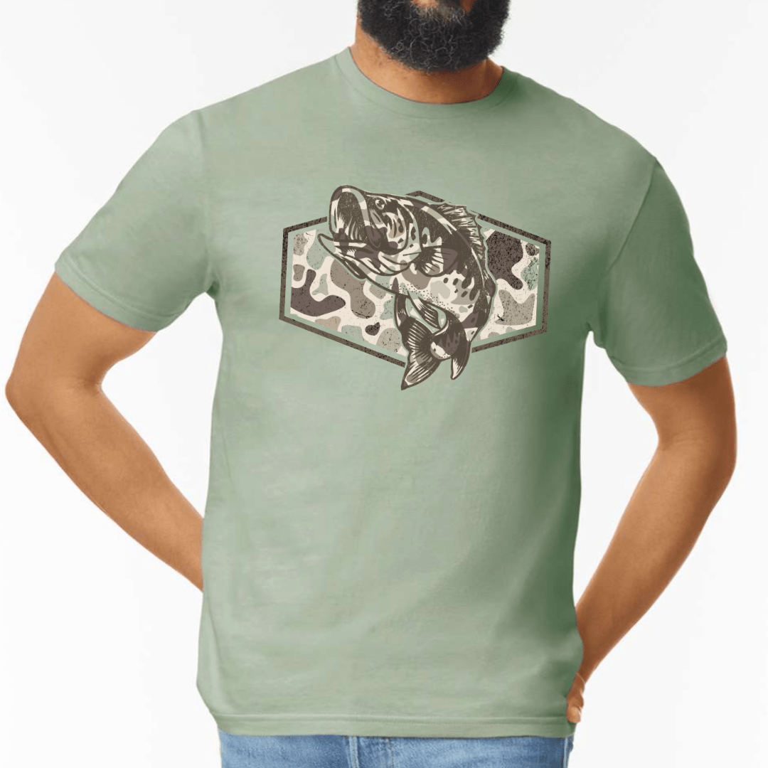 FestiviTees Women - Apparel - Shirts - T-Shirts Camo Fish Graphic Tee