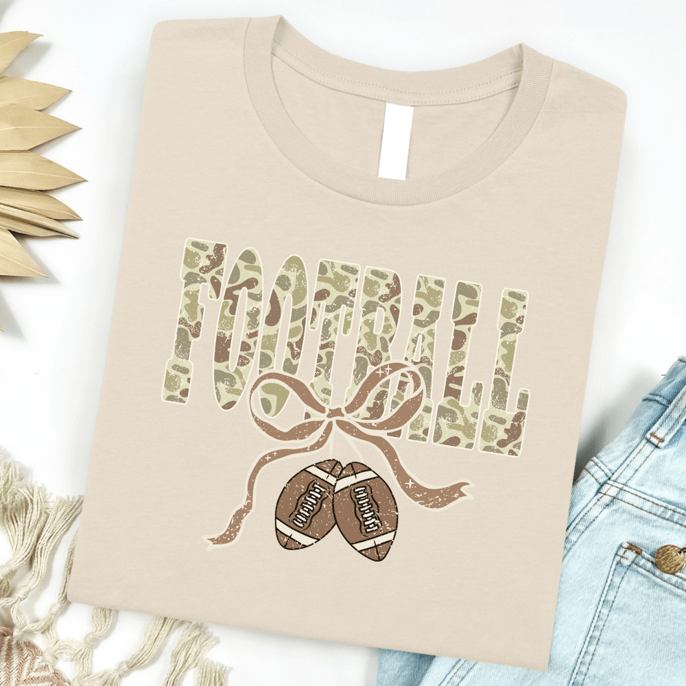FestiviTees Women - Apparel - Shirts - T-Shirts Camo Football Ribbon Graphic Tee
