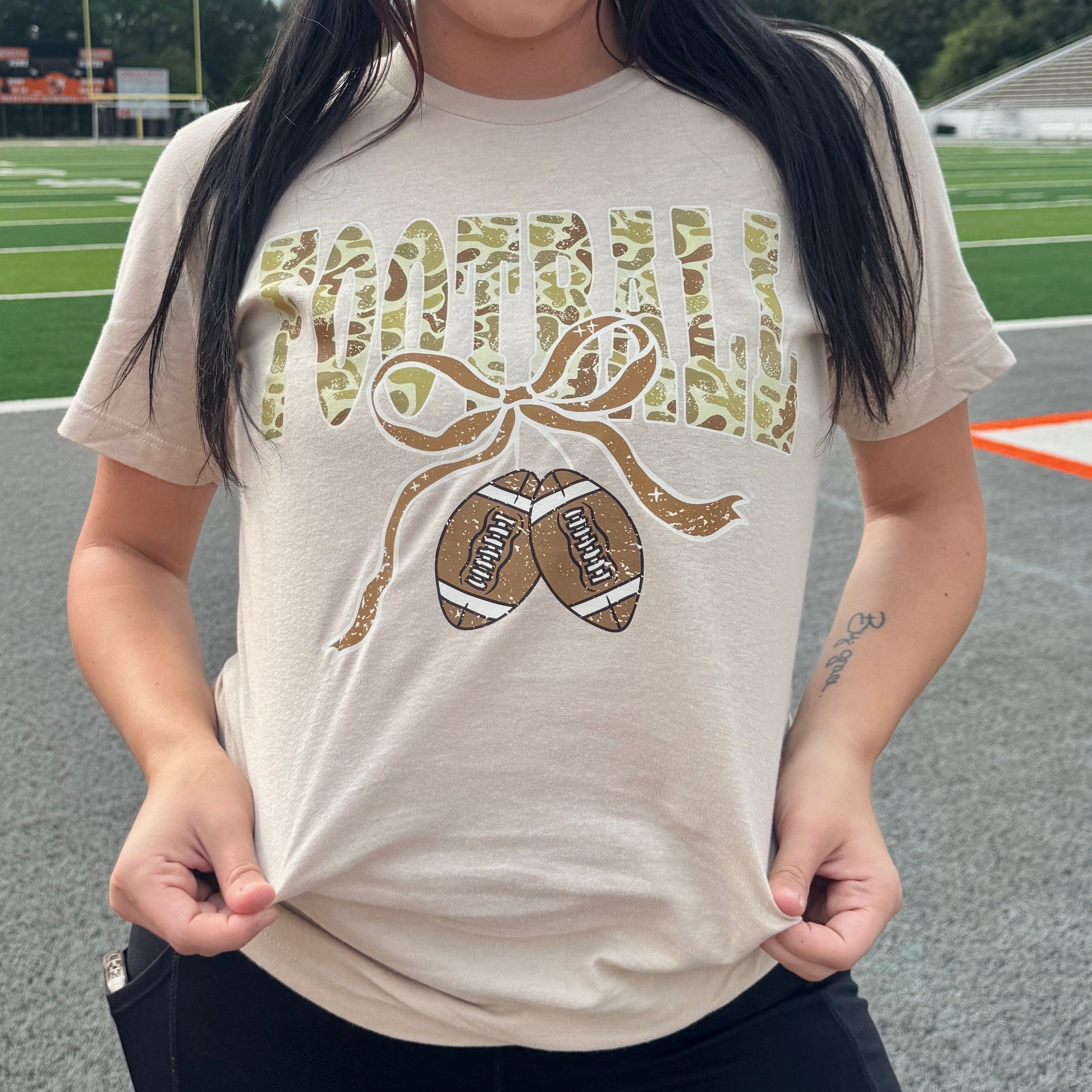 FestiviTees Women - Apparel - Shirts - T-Shirts Camo Football Ribbon Graphic Tee