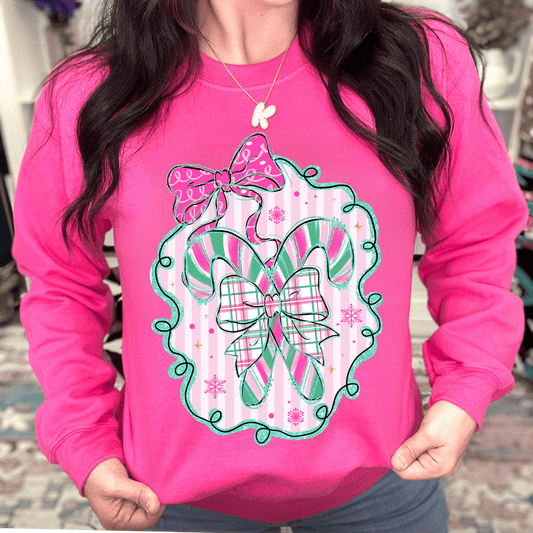 FestiviTees Women - Apparel - Shirts - T-Shirts Candy Cane Cutie Graphic Crewneck