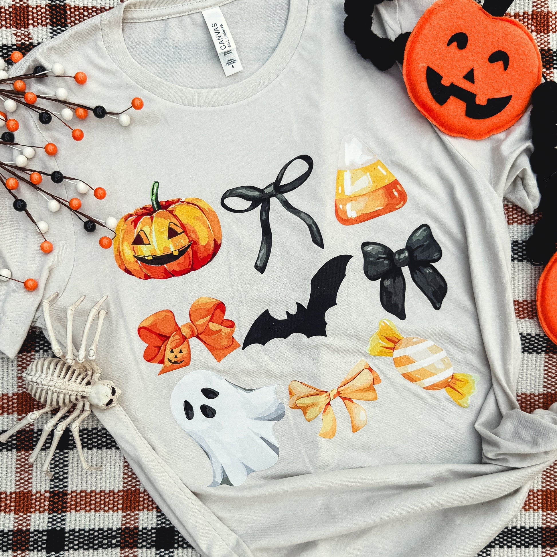 FestiviTees Women - Apparel - Shirts - T-Shirts Candy Corn + Bows Soft Graphic Tee
