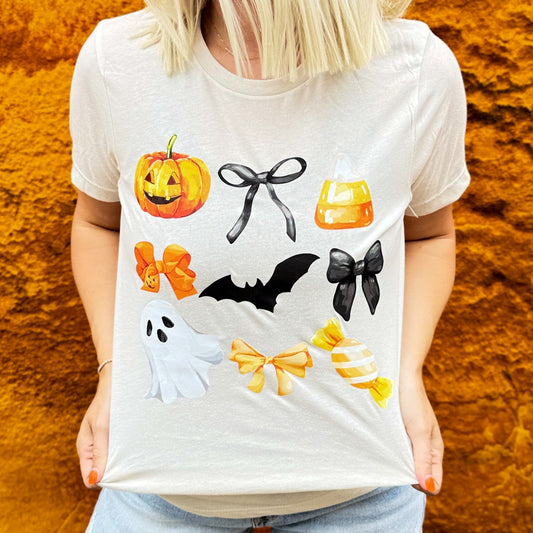 FestiviTees Women - Apparel - Shirts - T-Shirts Candy Corn + Bows Soft Graphic Tee