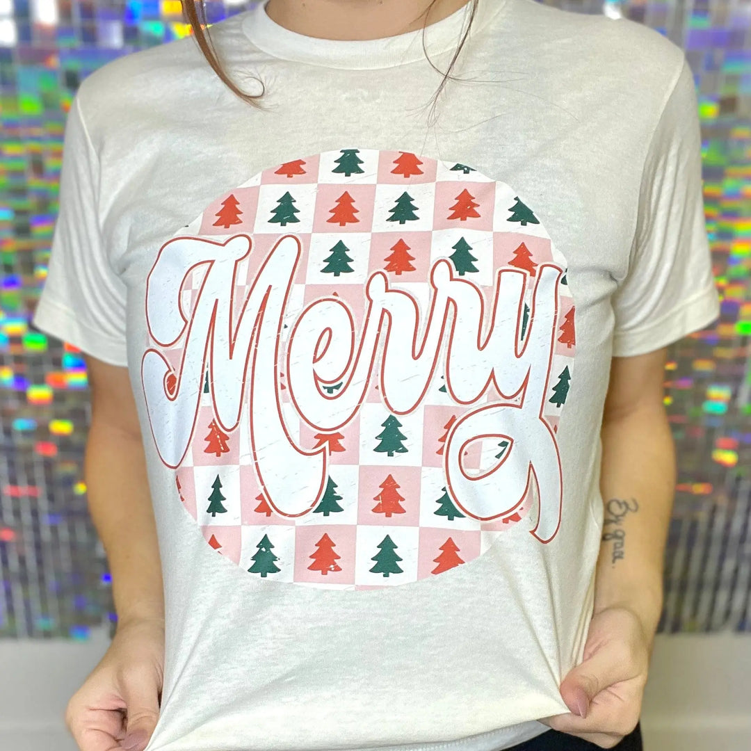 Envy Stylz Boutique Women - Apparel - Shirts - T-Shirts Checker Merry Circle Graphic Tee