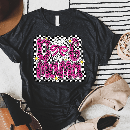FestiviTees Women - Apparel - Shirts - T-Shirts Checkered & Leopard Dog Mama Graphic Tee