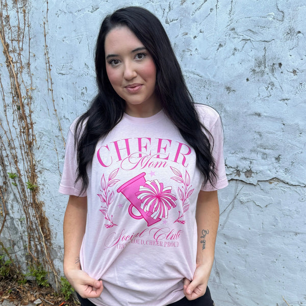 Cheer Mom Pink Preppy Game Day Graphic Tee