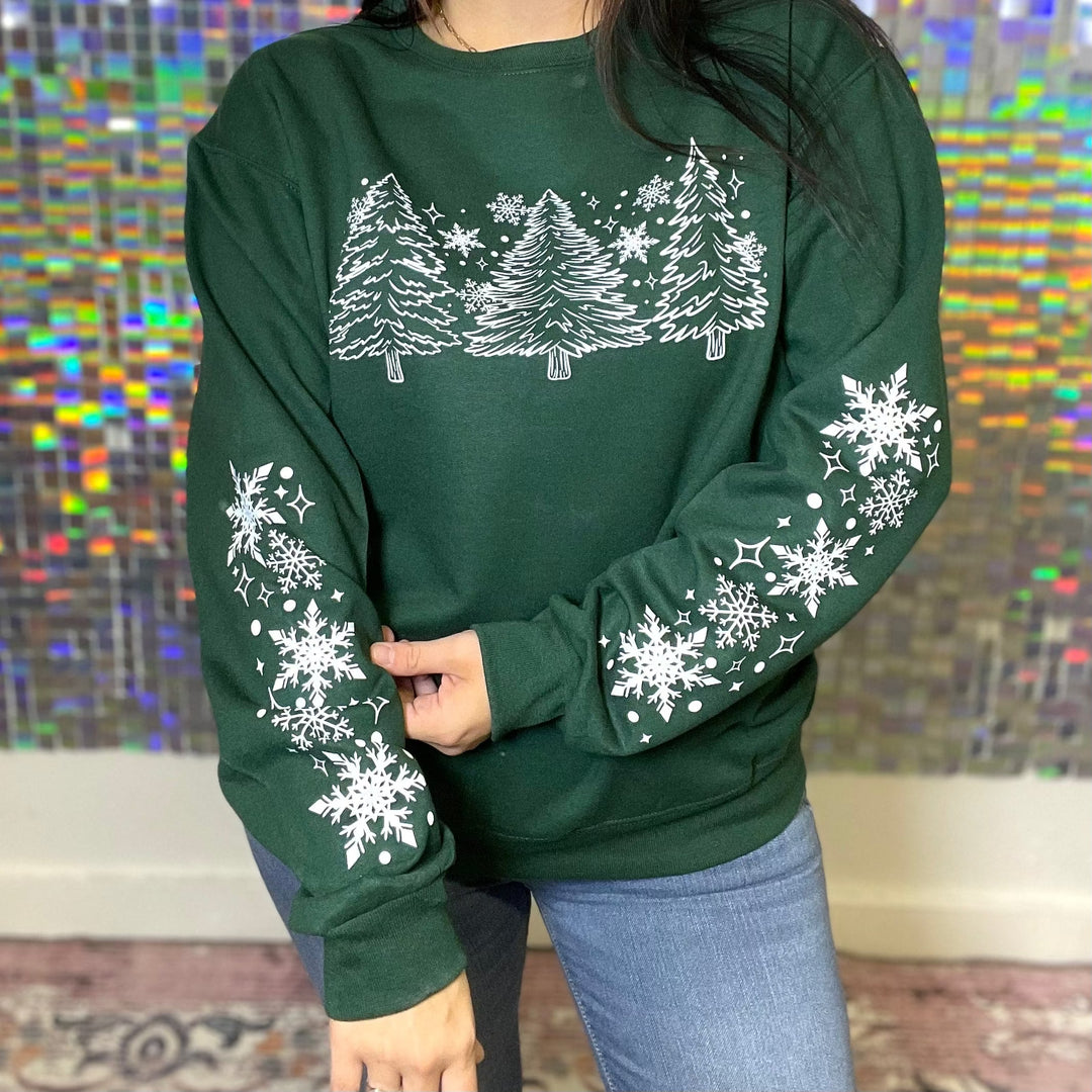 FestiviTees Women - Apparel - Shirts - T-Shirts Christmas Snowflakes Graphic Crewneck