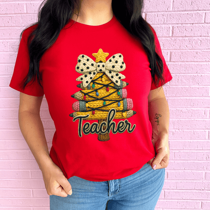 FestiviTees Women - Apparel - Shirts - T-Shirts Christmas Teacher Yarn Graphic Tee