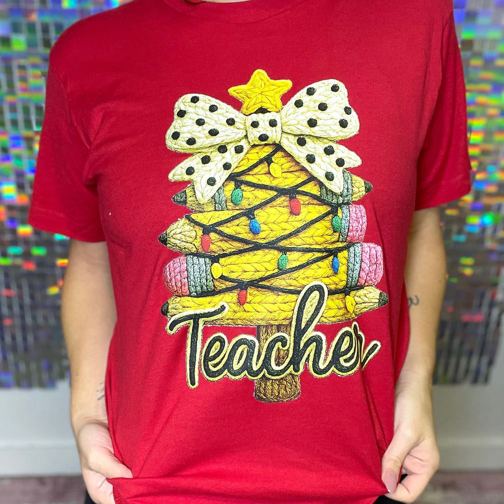 FestiviTees Women - Apparel - Shirts - T-Shirts Christmas Teacher Yarn Graphic Tee
