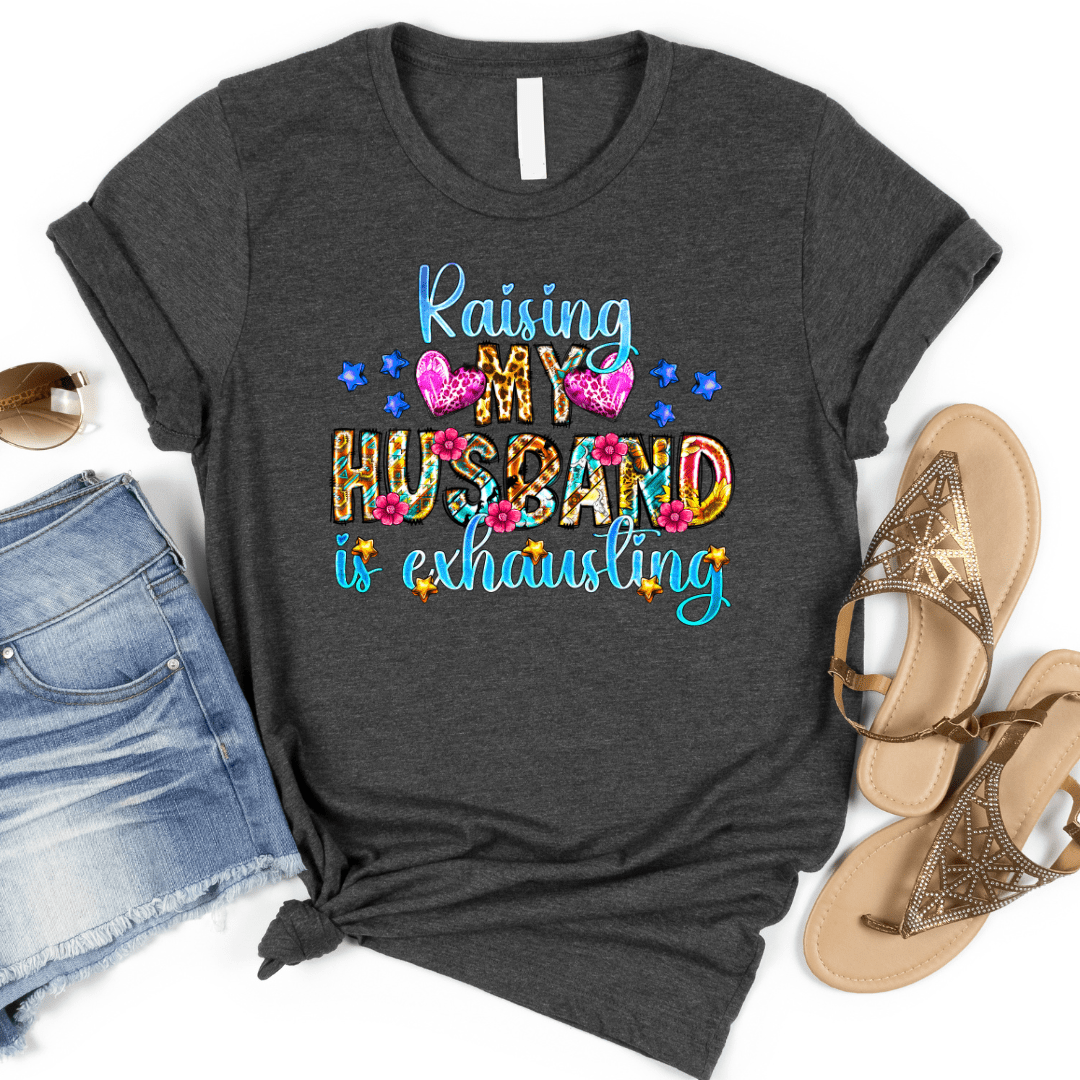 FestiviTees Women - Apparel - Shirts - T-Shirts Colorful Raising My Husband Graphic Tee