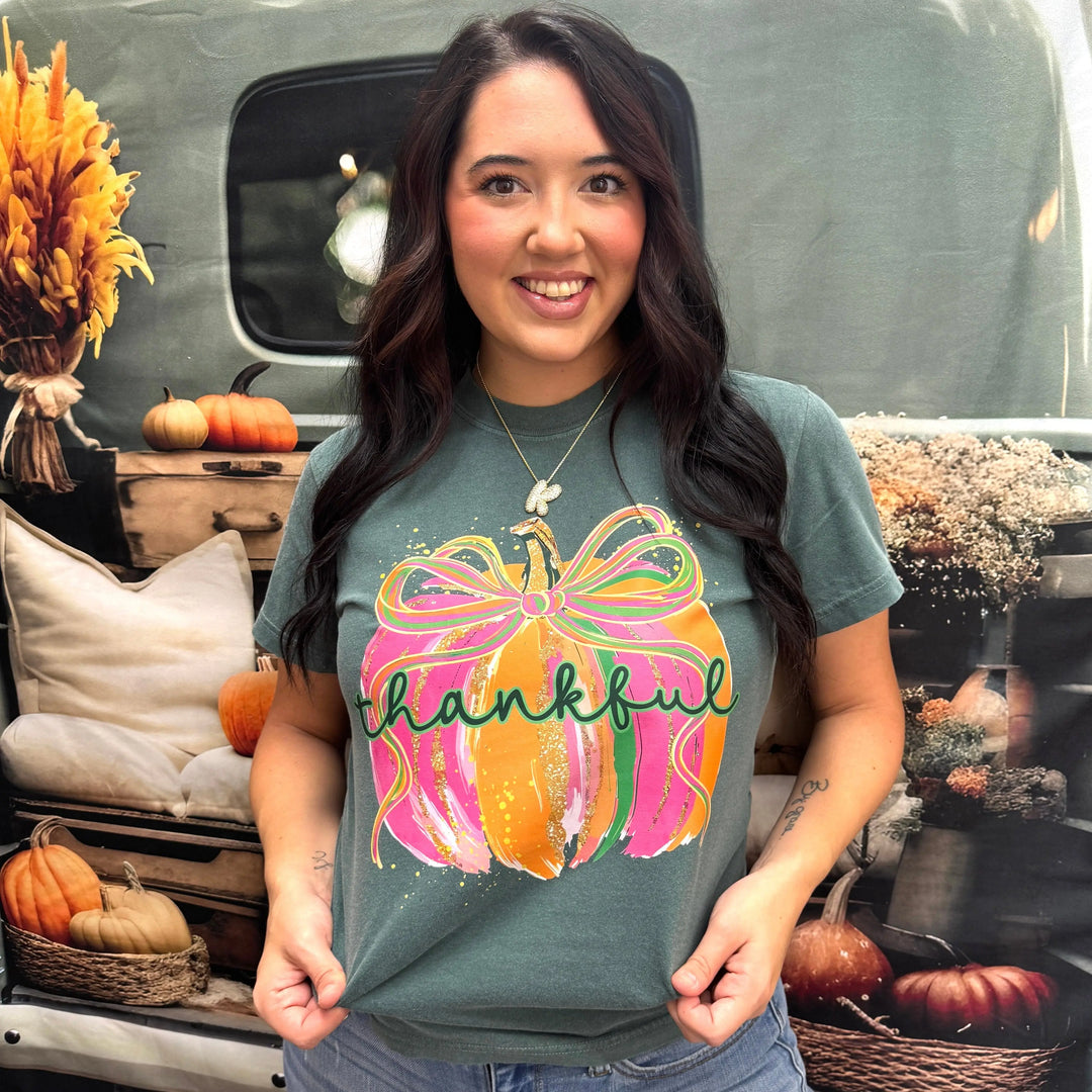 Envy Stylz Boutique Women - Apparel - Shirts - T-Shirts Colorful Thankful Pumpkin Graphic Tee