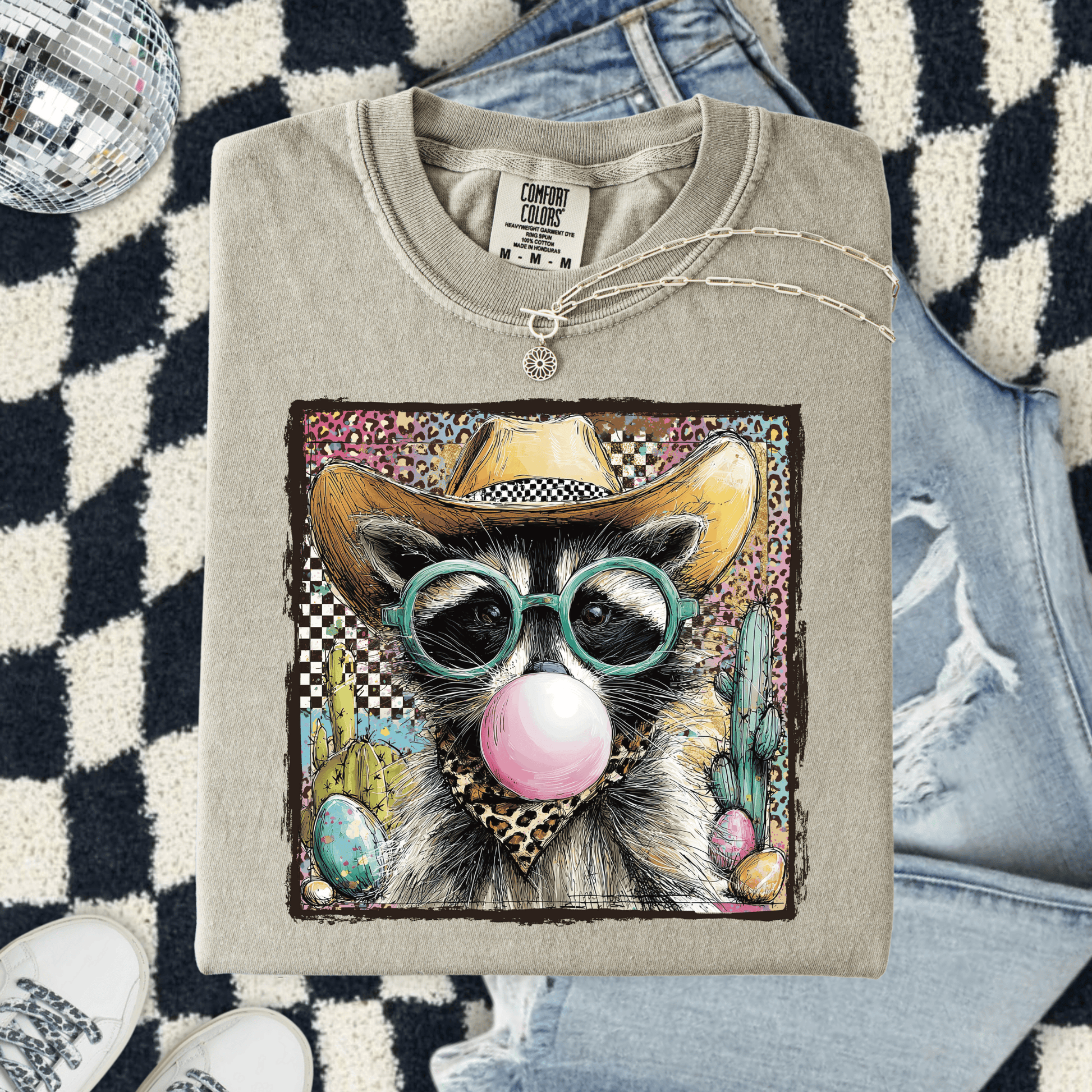 FestiviTees Women - Apparel - Shirts - T-Shirts Cowboy Raccoon Graphic Tee