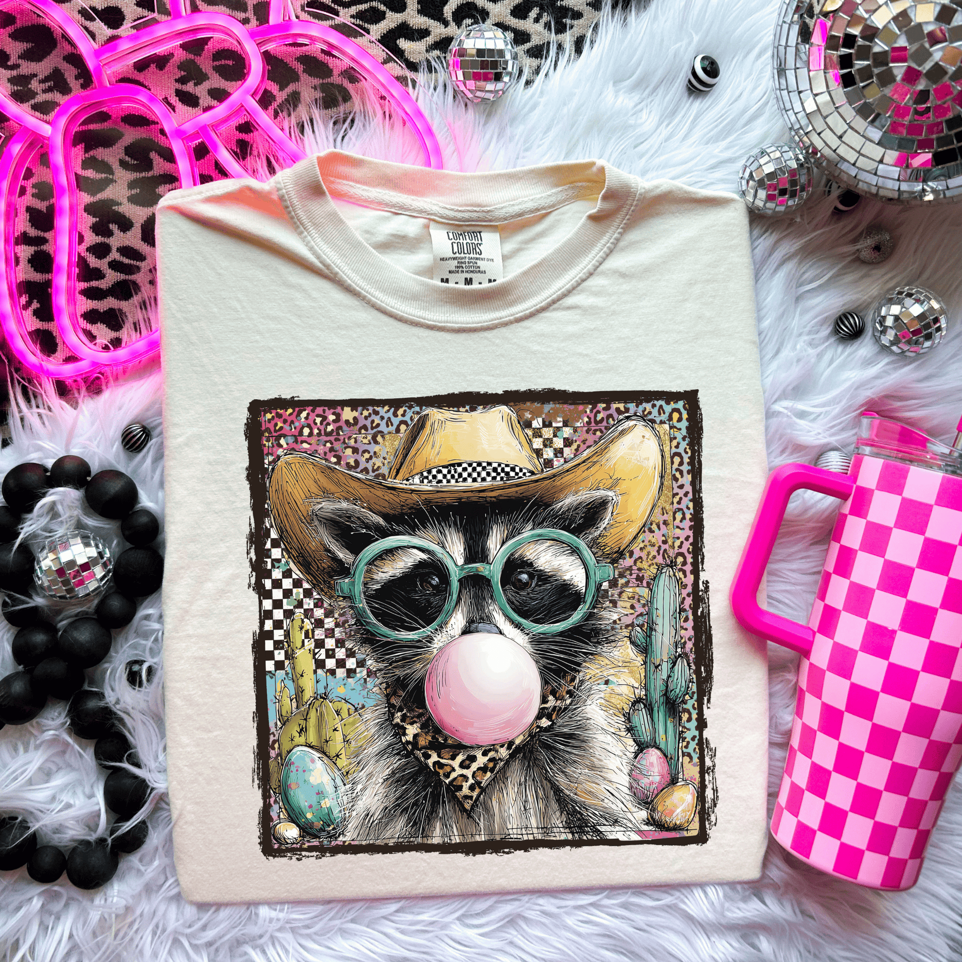 FestiviTees Women - Apparel - Shirts - T-Shirts Cowboy Raccoon Graphic Tee