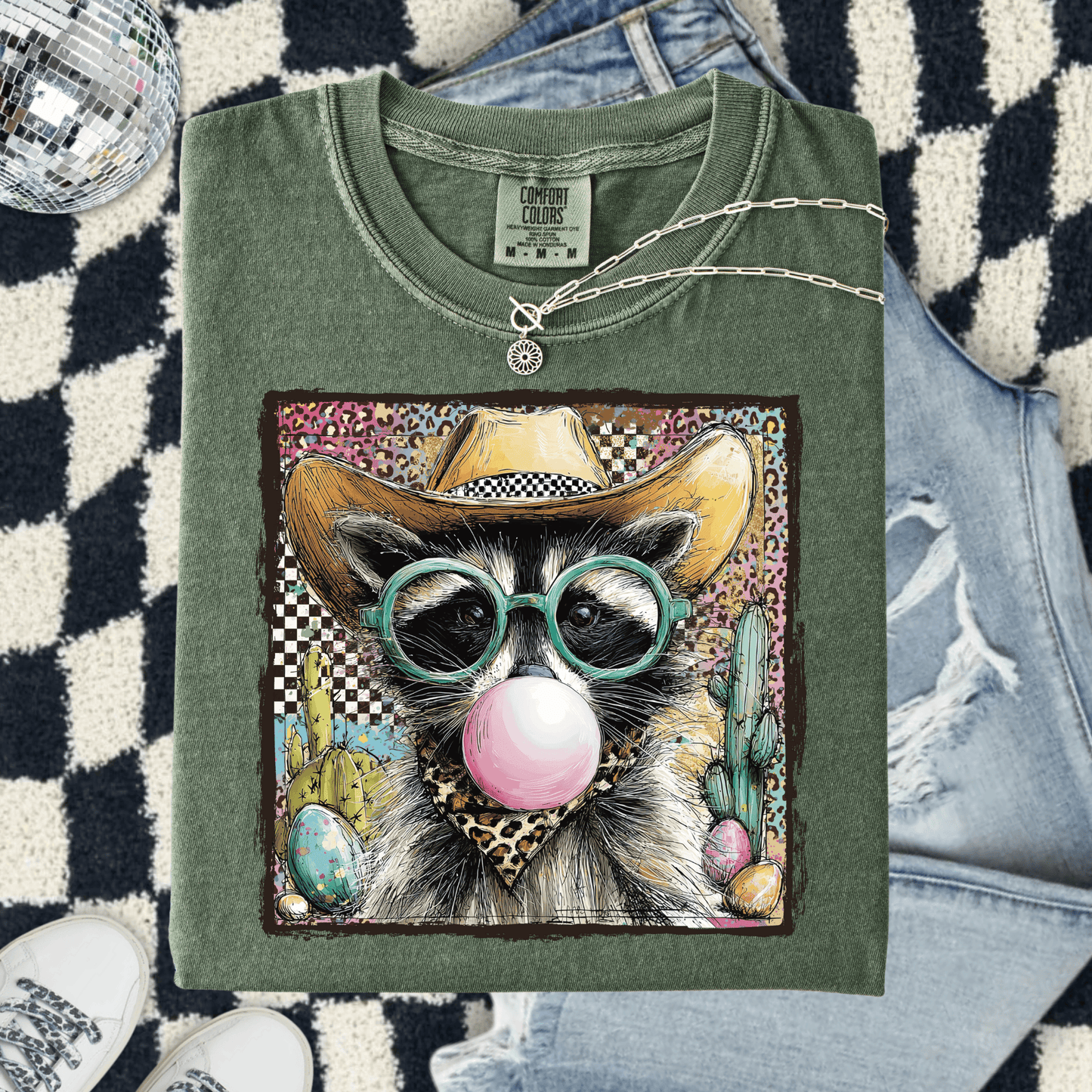 FestiviTees Women - Apparel - Shirts - T-Shirts Cowboy Raccoon Graphic Tee
