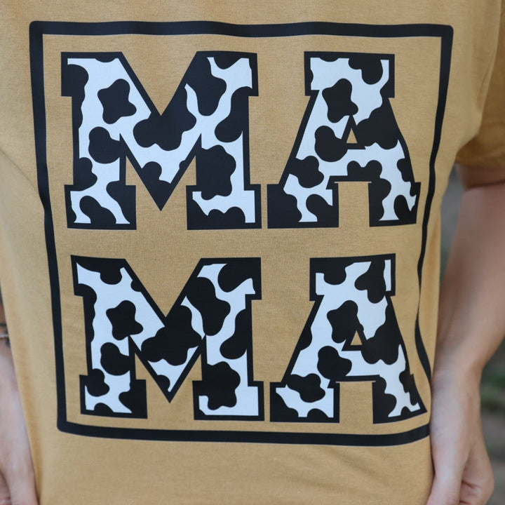FestiviTees Women - Apparel - Shirts - T-Shirts Cowprint Mama Square Graphic Tee