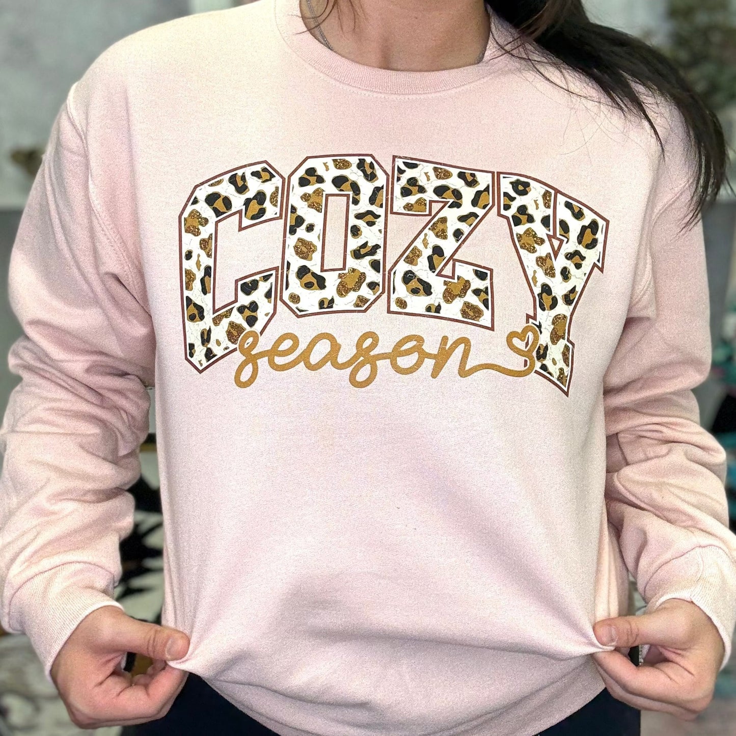 FestiviTees Women - Apparel - Shirts - T-Shirts Cozy Season Leopard Crewneck