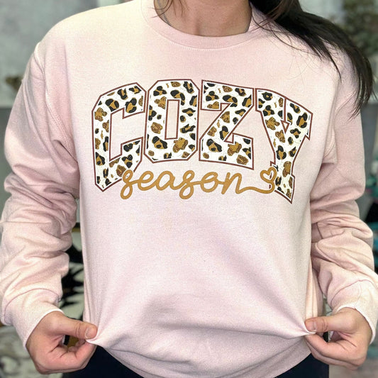 FestiviTees Women - Apparel - Shirts - T-Shirts Cozy Season Leopard Crewneck