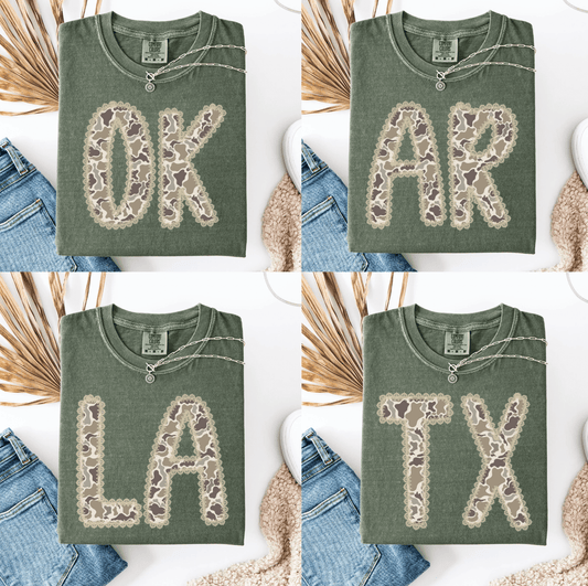 FestiviTees Women - Apparel - Shirts - T-Shirts Custom Camo State Tee Graphic Tee