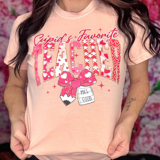FestiviTees Women - Apparel - Shirts - T-Shirts Custom Cupid's Favorite Teacher Graphic Tee