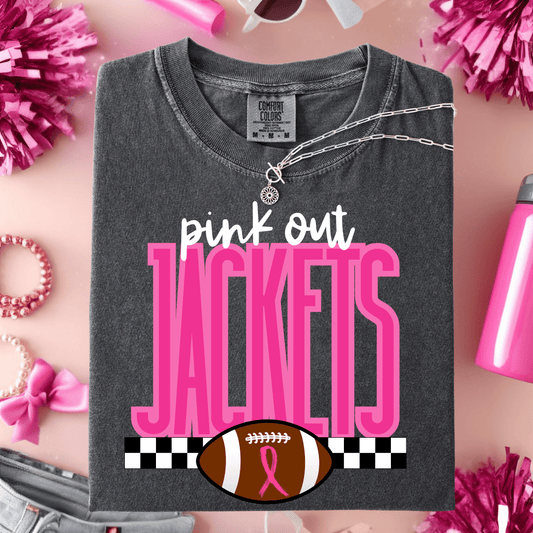 FestiviTees Women - Apparel - Shirts - T-Shirts Custom Pink Out Checked Football Graphic Tee