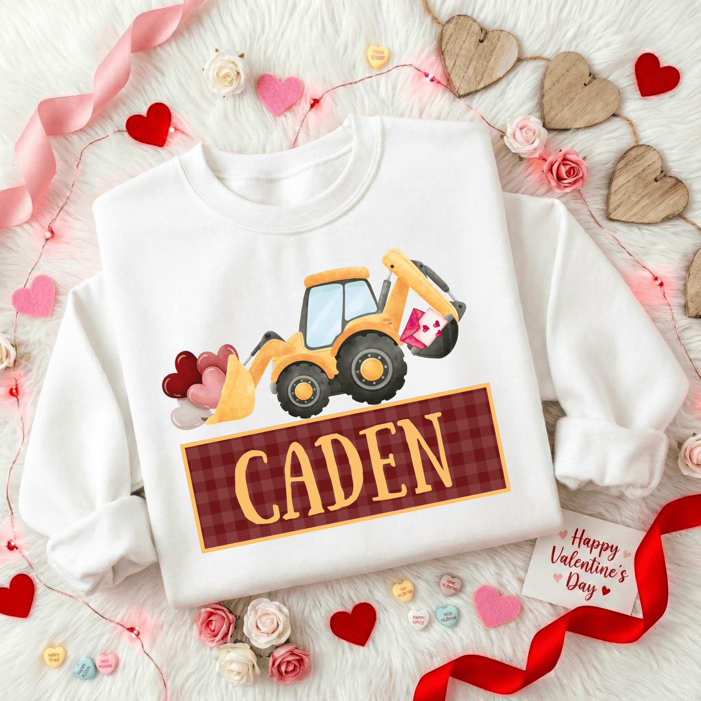 FestiviTees Women - Apparel - Shirts - T-Shirts Custom Valentine Crewneck Tractor Graphic