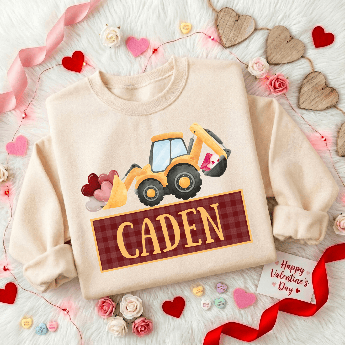 FestiviTees Women - Apparel - Shirts - T-Shirts Custom Valentine Crewneck Tractor Graphic