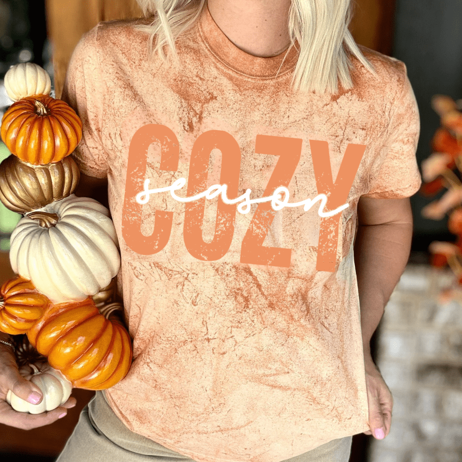 FestiviTees Women - Apparel - Shirts - T-Shirts Distressed Cozy Season Graphic Tee