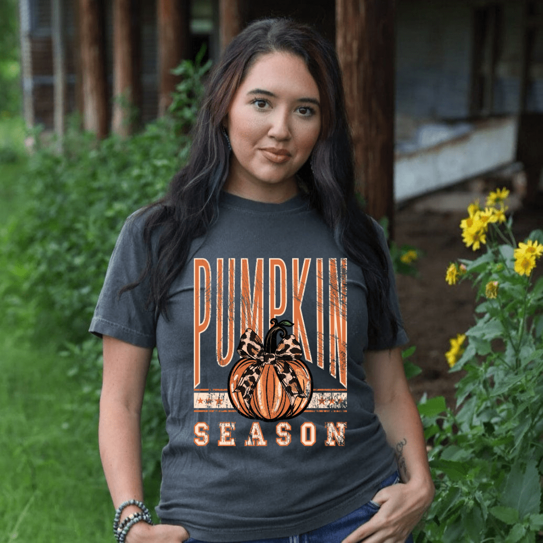 FestiviTees Women - Apparel - Shirts - T-Shirts Distressed Pumpkin Season Graphic Tee