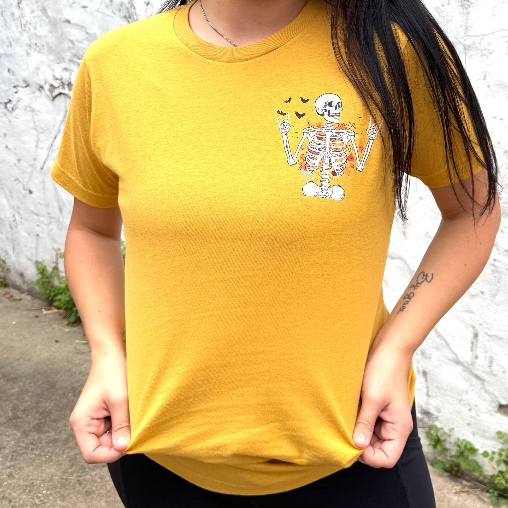 FestiviTees Women - Apparel - Shirts - T-Shirts Fall Breeze Skeleton Graphic Tee