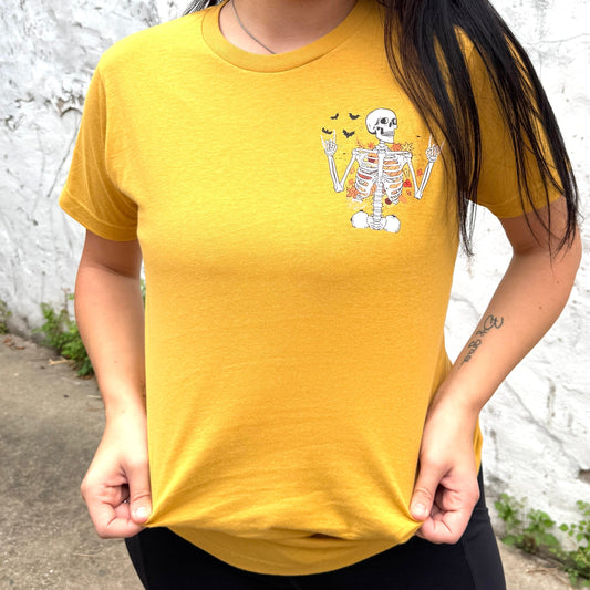FestiviTees Women - Apparel - Shirts - T-Shirts Fall Breeze Skeleton Graphic Tee