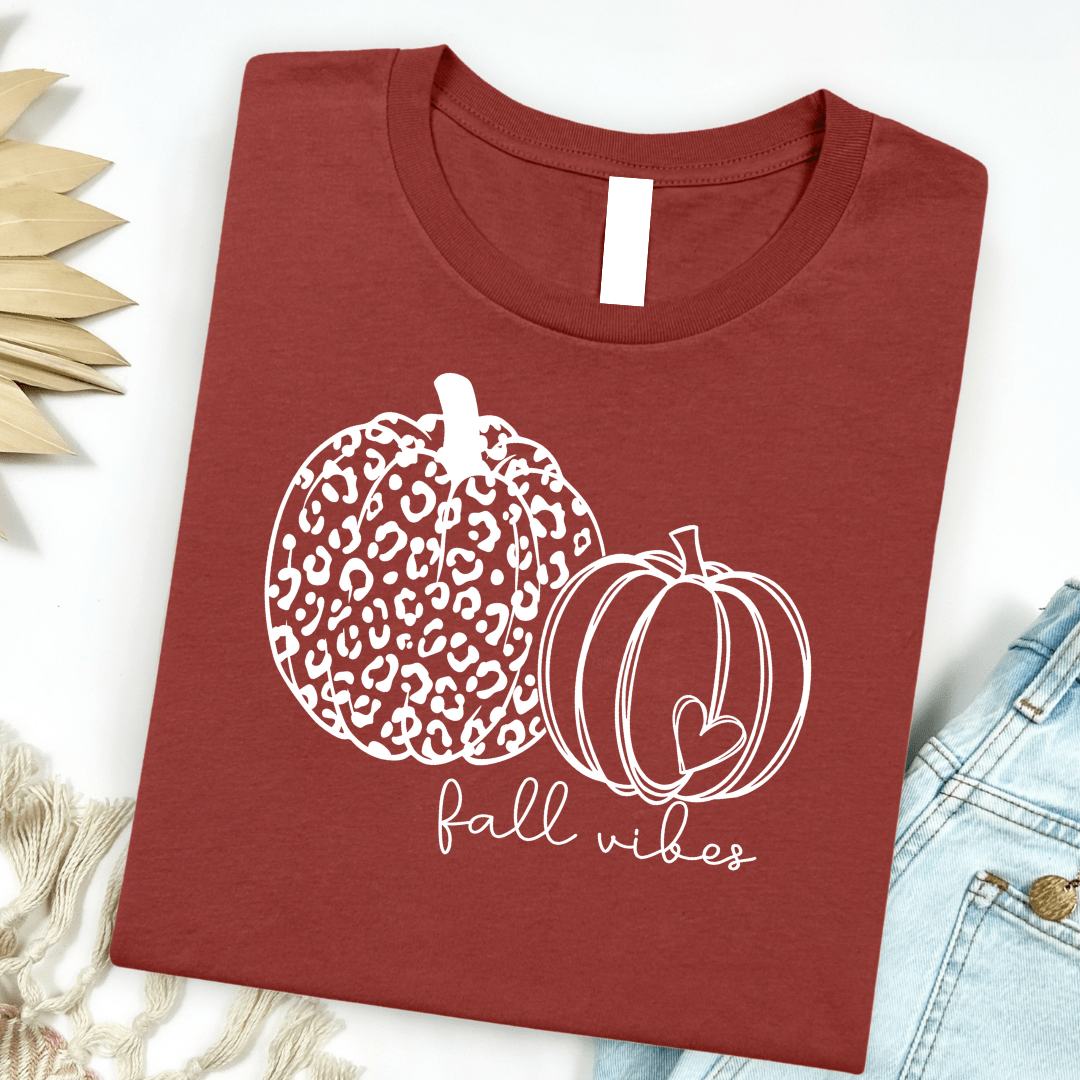FestiviTees Women - Apparel - Shirts - T-Shirts Fall Vibes Leopard Pumpkin Graphic Tee