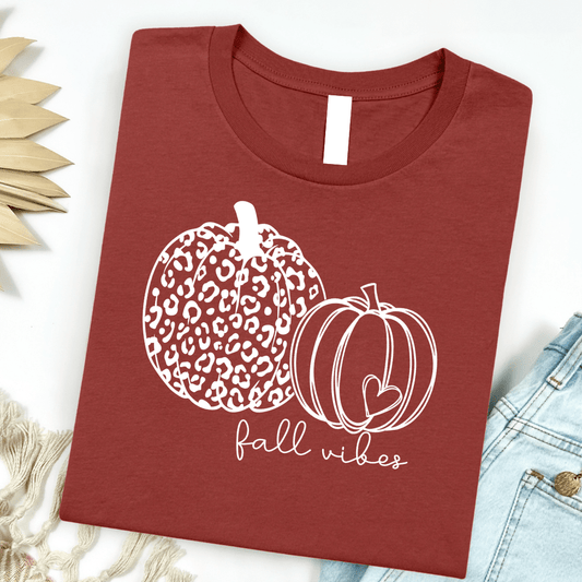 FestiviTees Women - Apparel - Shirts - T-Shirts Fall Vibes Leopard Pumpkin Graphic Tee