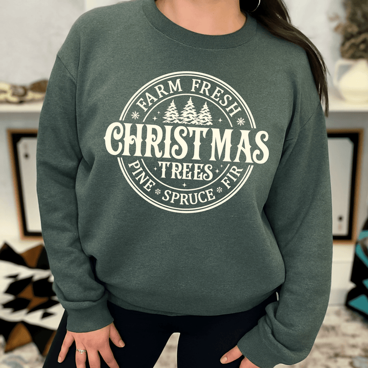 FestiviTees Women - Apparel - Shirts - T-Shirts Farm Fresh Christmas Trees Tee/Sweatshirt