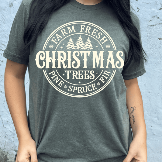 FestiviTees Women - Apparel - Shirts - T-Shirts Farm Fresh Christmas Trees Tee/Sweatshirt