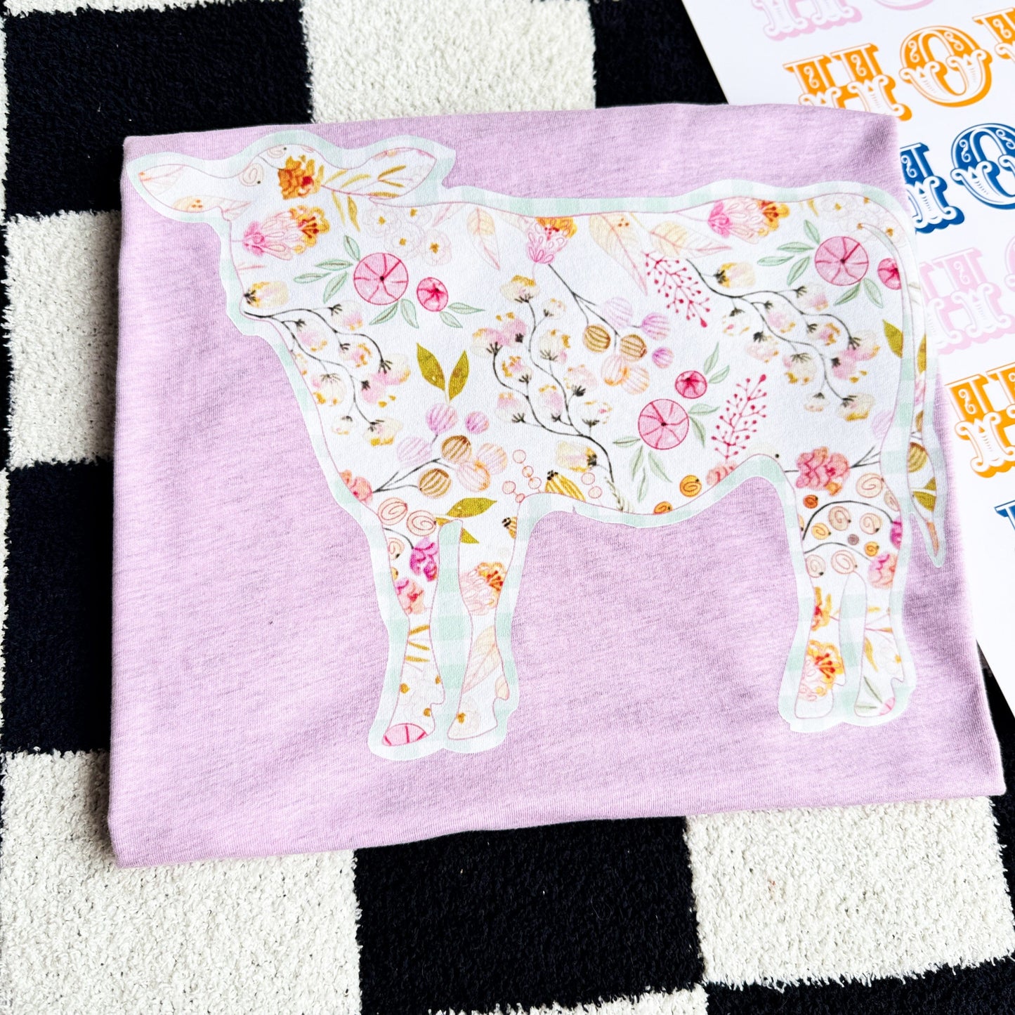 FestiviTees Women - Apparel - Shirts - T-Shirts Floral Cow Graphic Tee