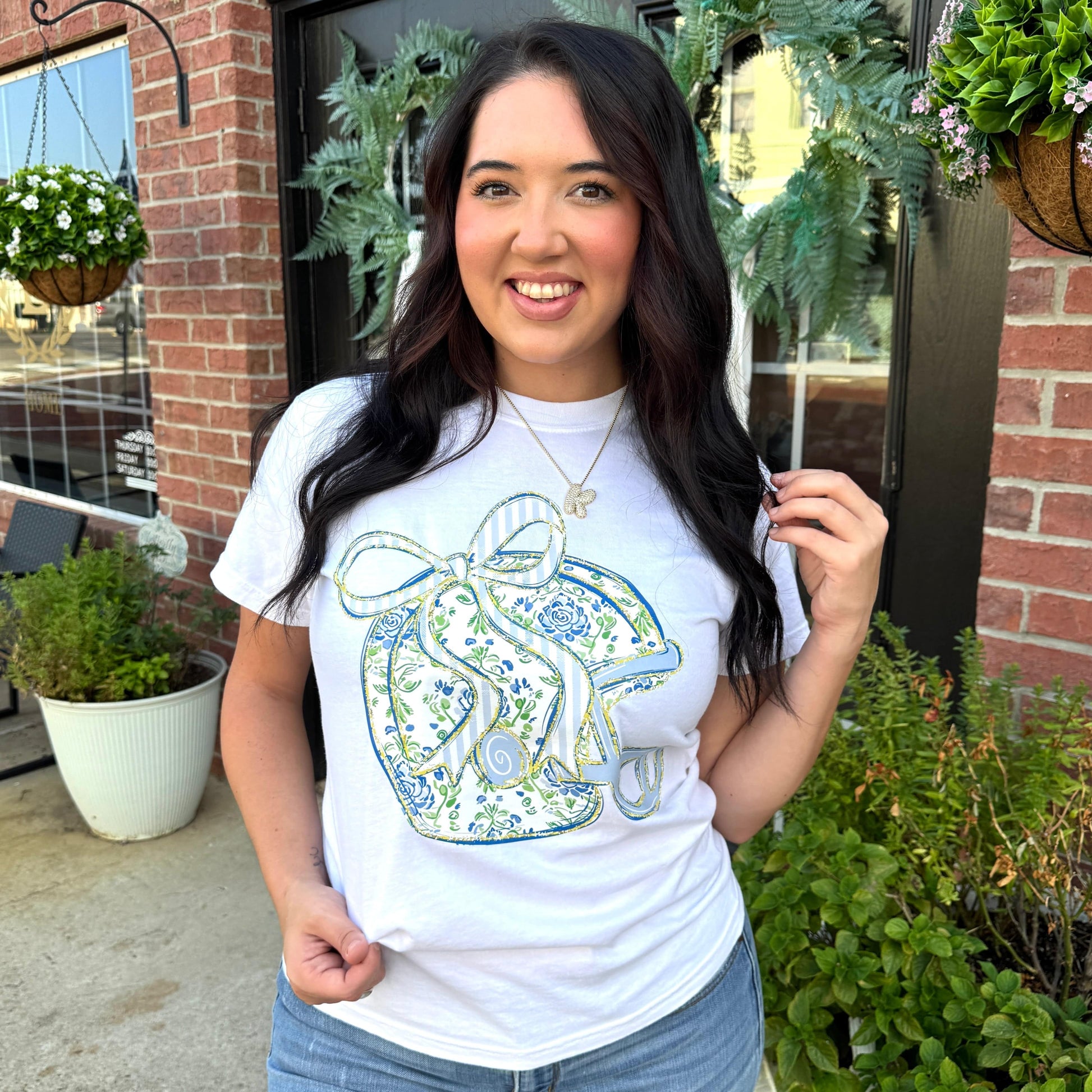 FestiviTees Women - Apparel - Shirts - T-Shirts Floral Football Helmet Graphic Tee