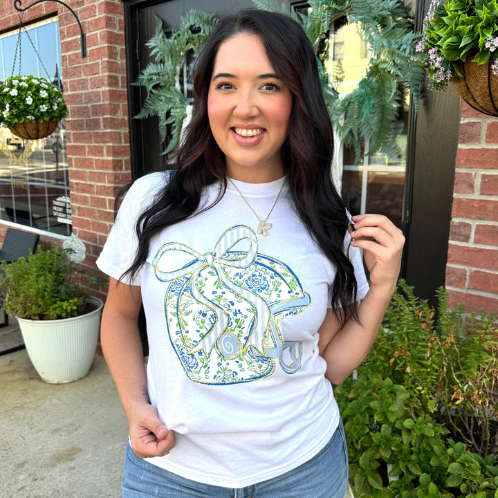 FestiviTees Women - Apparel - Shirts - T-Shirts Floral Football Helmet Graphic Tee