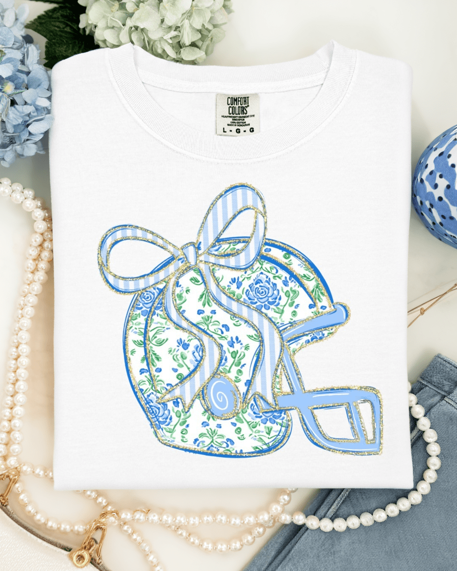 FestiviTees Women - Apparel - Shirts - T-Shirts Floral Football Helmet Graphic Tee