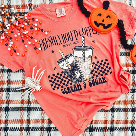 FestiviTees Women - Apparel - Shirts - T-Shirts Freshly Boo’d Coffee Soft Graphic Tee