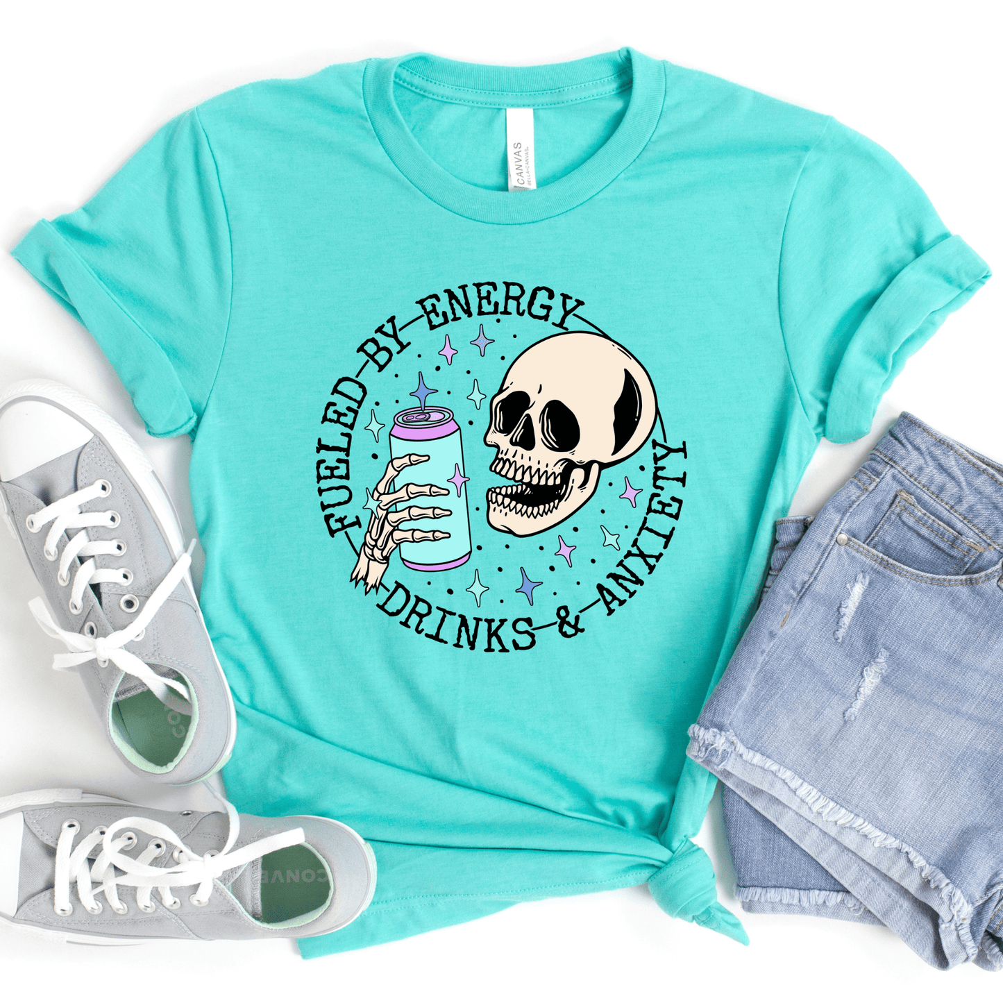 FestiviTees Women - Apparel - Shirts - T-Shirts Fueled By Energy Drinks & Anxiety Graphic Tee