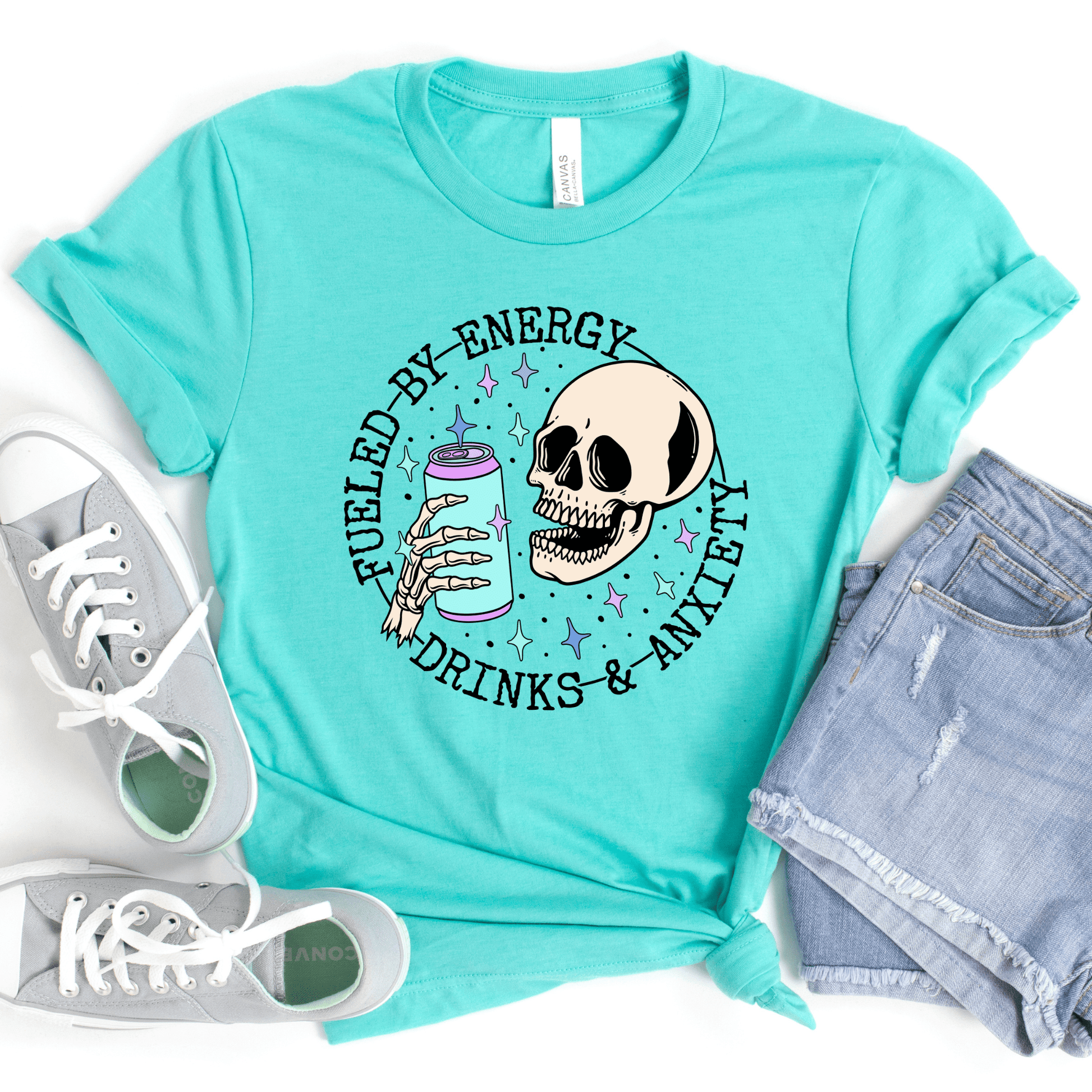 FestiviTees Women - Apparel - Shirts - T-Shirts Fueled By Energy Drinks & Anxiety Graphic Tee