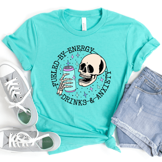 FestiviTees Women - Apparel - Shirts - T-Shirts Fueled By Energy Drinks & Anxiety Graphic Tee