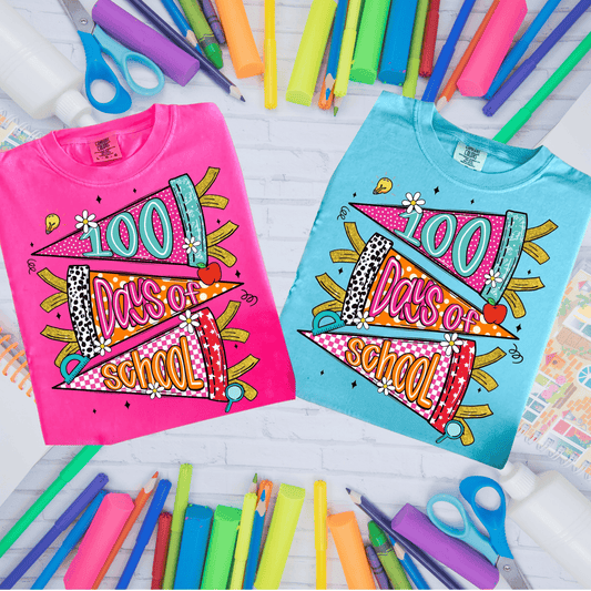 FestiviTees Women - Apparel - Shirts - T-Shirts Girly 100 Days Of School Graphic Tee