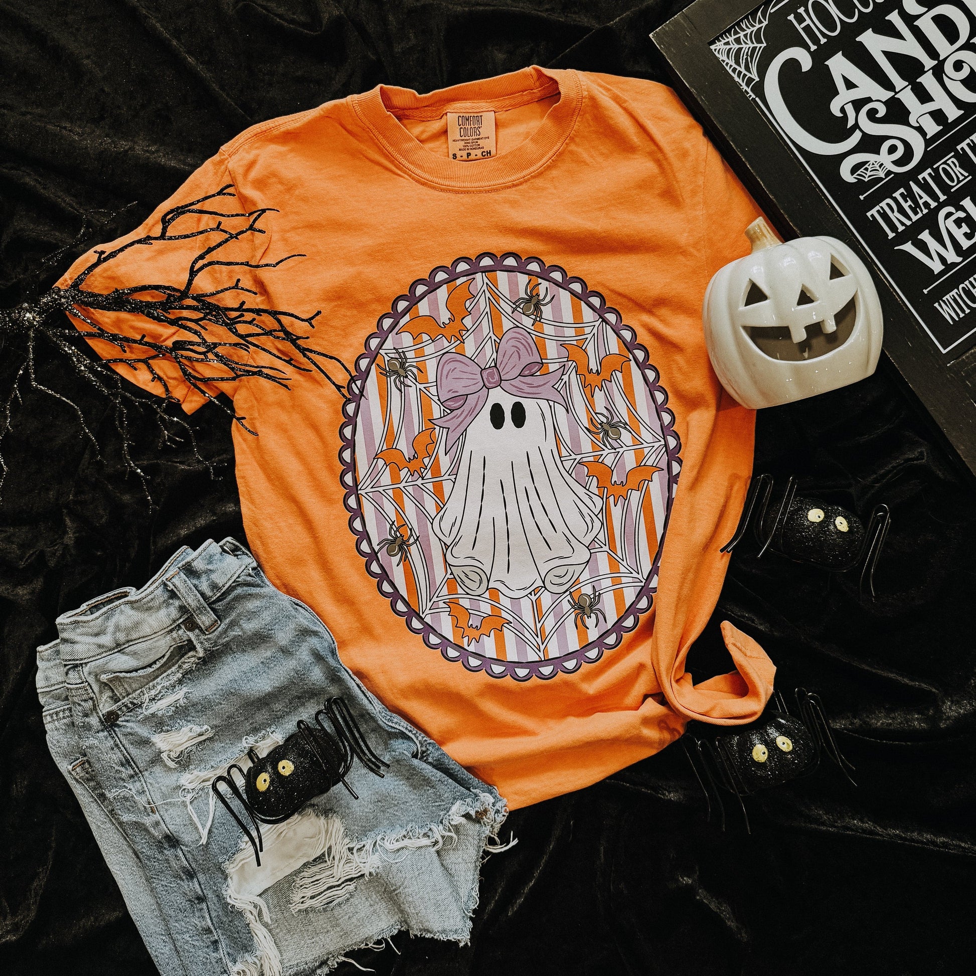 FestiviTees Women - Apparel - Shirts - T-Shirts Girly Ghost Web Soft Graphic Tee