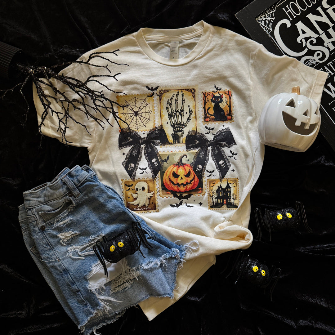 FestiviTees Women - Apparel - Shirts - T-Shirts Halloween Stamps Soft Graphic Tee
