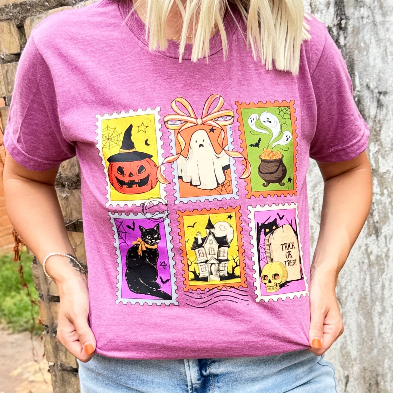 FestiviTees Women - Apparel - Shirts - T-Shirts Halloween Stamps Soft Graphic Tee